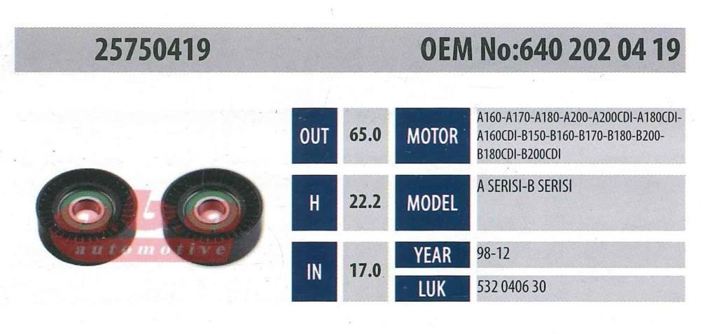 ABA 25750419 Gergi Rulmanı