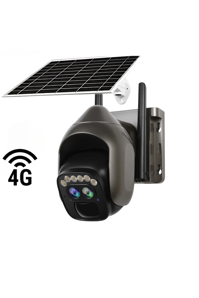 6MP IP Çift Kameralı 4G Sim Kartlı Solar 128GB SD Kart Destekli PTZ Güvenlik Kamerası-Adtp22-4
