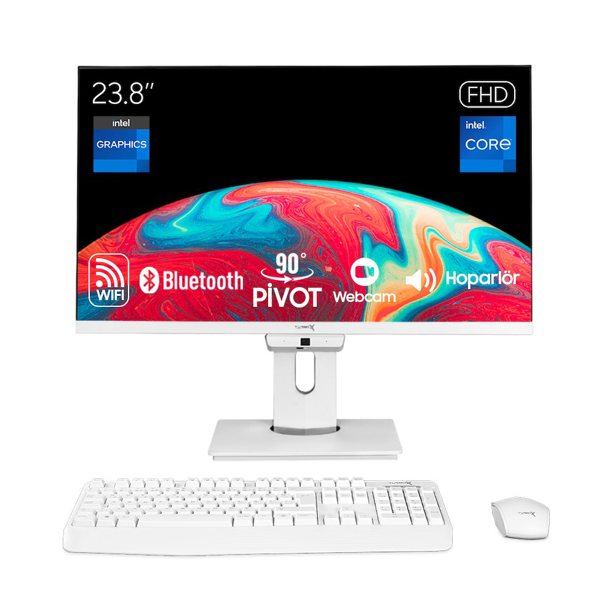 Turbox TAx1898 i5 6400 16GB Ram 256GB SSD 23.8 inç FHD Pivot WiFi BT Webcam All in One PC