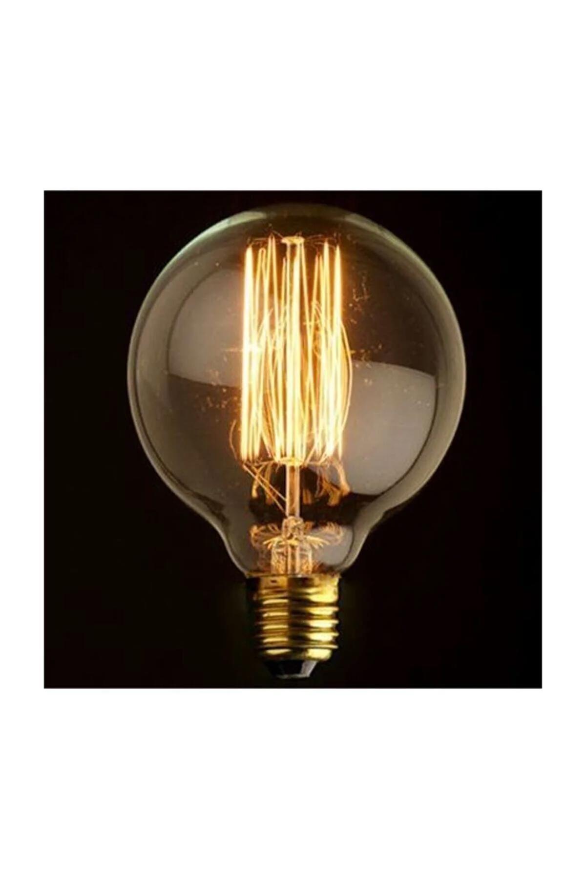 Edison Flemanlı Dekoratif Rustik Ampul 60 Watt E27 Duy, G125 Dik Glop Ampul Modeli