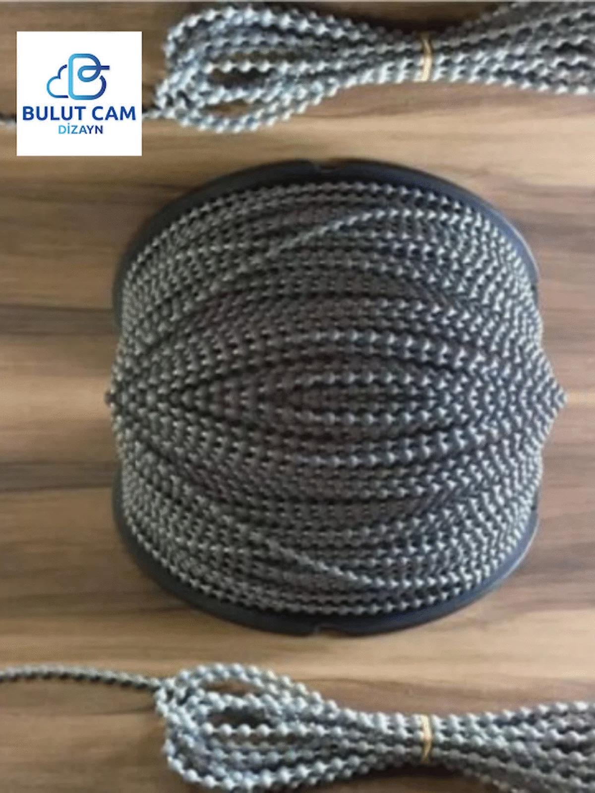 Bulut Dizayn-10metre Cam Balkon Plastik Boncuklu Ip Zincirleri Boncuk Çapı 4.5mm (GRİ)