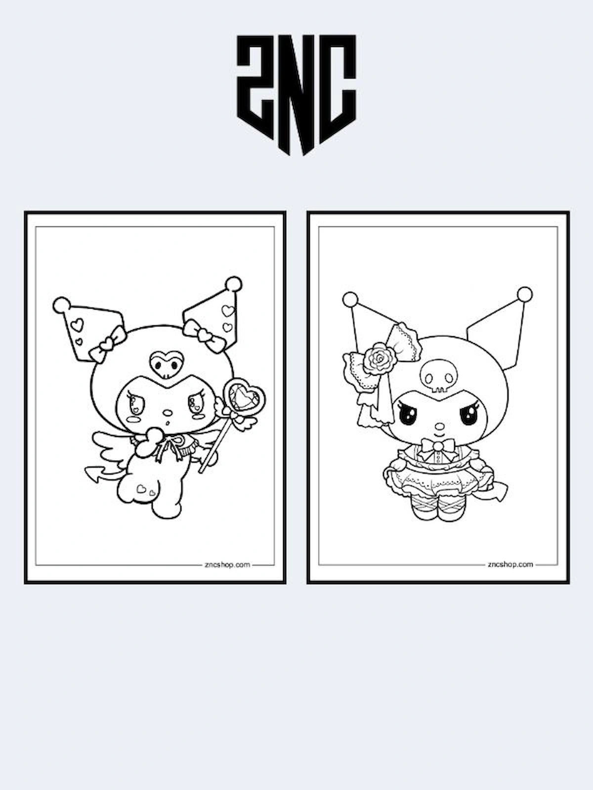 Kuromi, Çocuklar İçin Boyama Kitabı, (20 Tam Sayfa Resimli Boyama Kitabı) + 2 sayfa Sticker Hediyeli