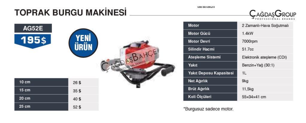 Blacker AG52E Toprak Burgu Makinesi 1.9 HP 20CM BURGU DAHİLDİR