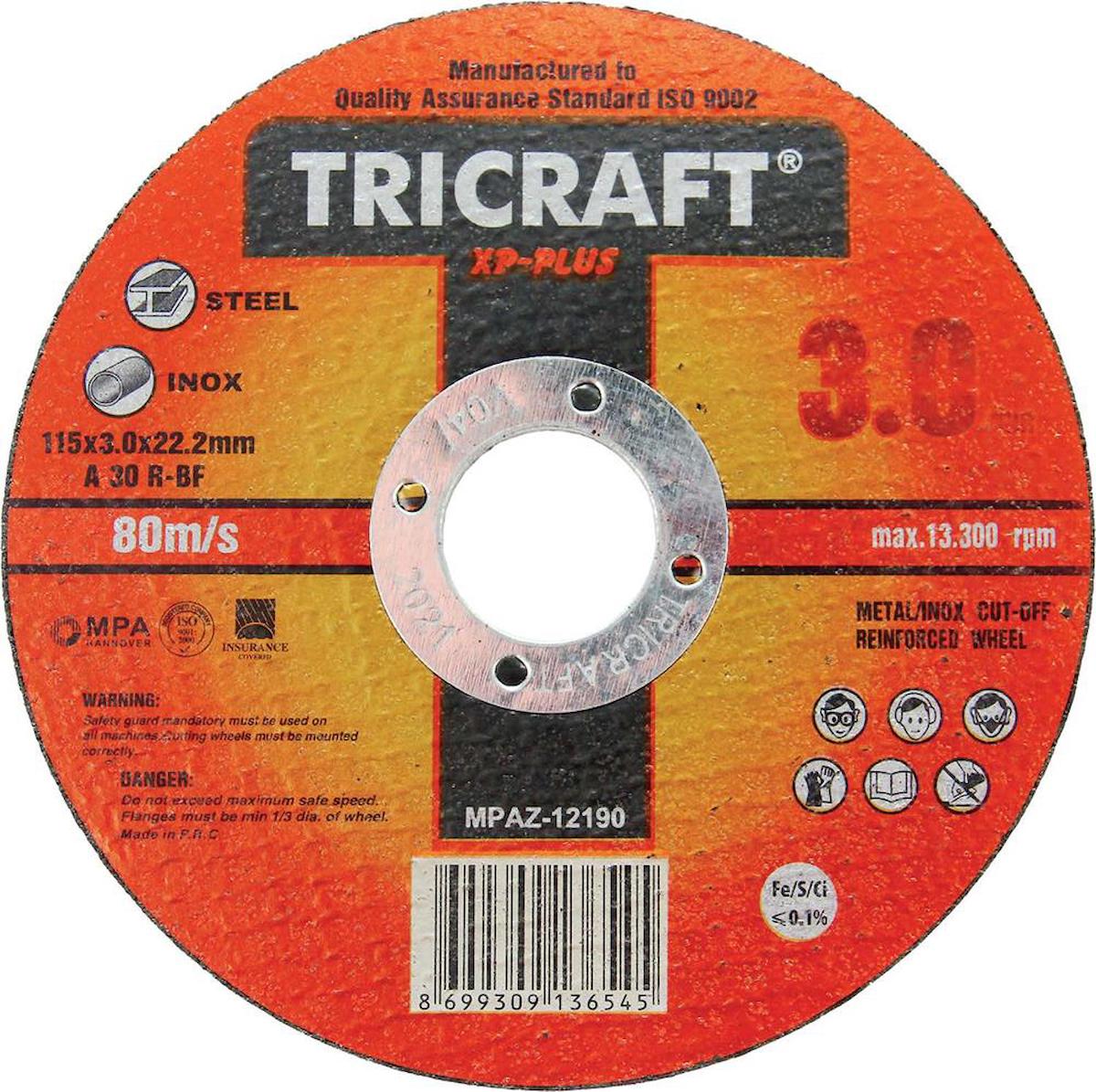 TRICRAFT 3307 115*3.0 *22 MM METAL KESİCİ TAŞ