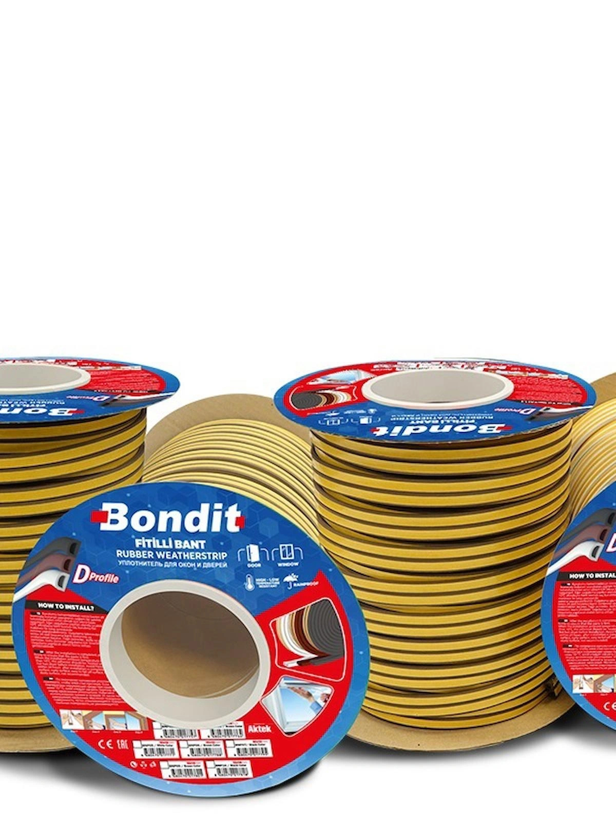 BONDİT KAUÇUK KAPI VE PENCERE BANDI 9x6mm KAHVE, 38 MT BNP02