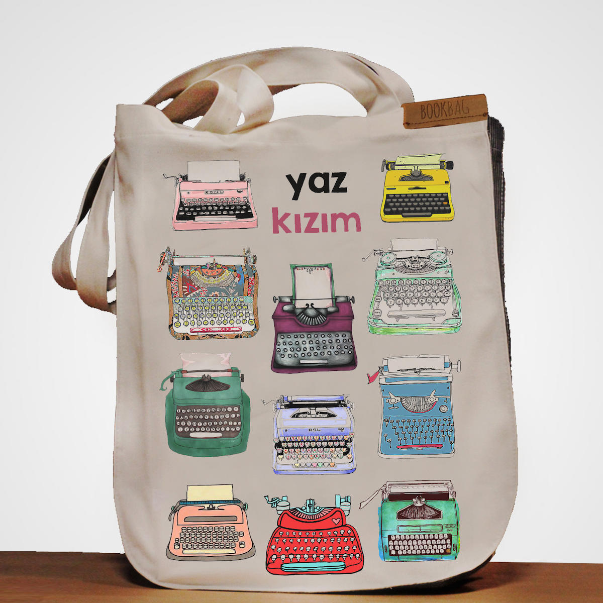 YAZ KIZIM - Bookbag Dogal Keten Bez Canta