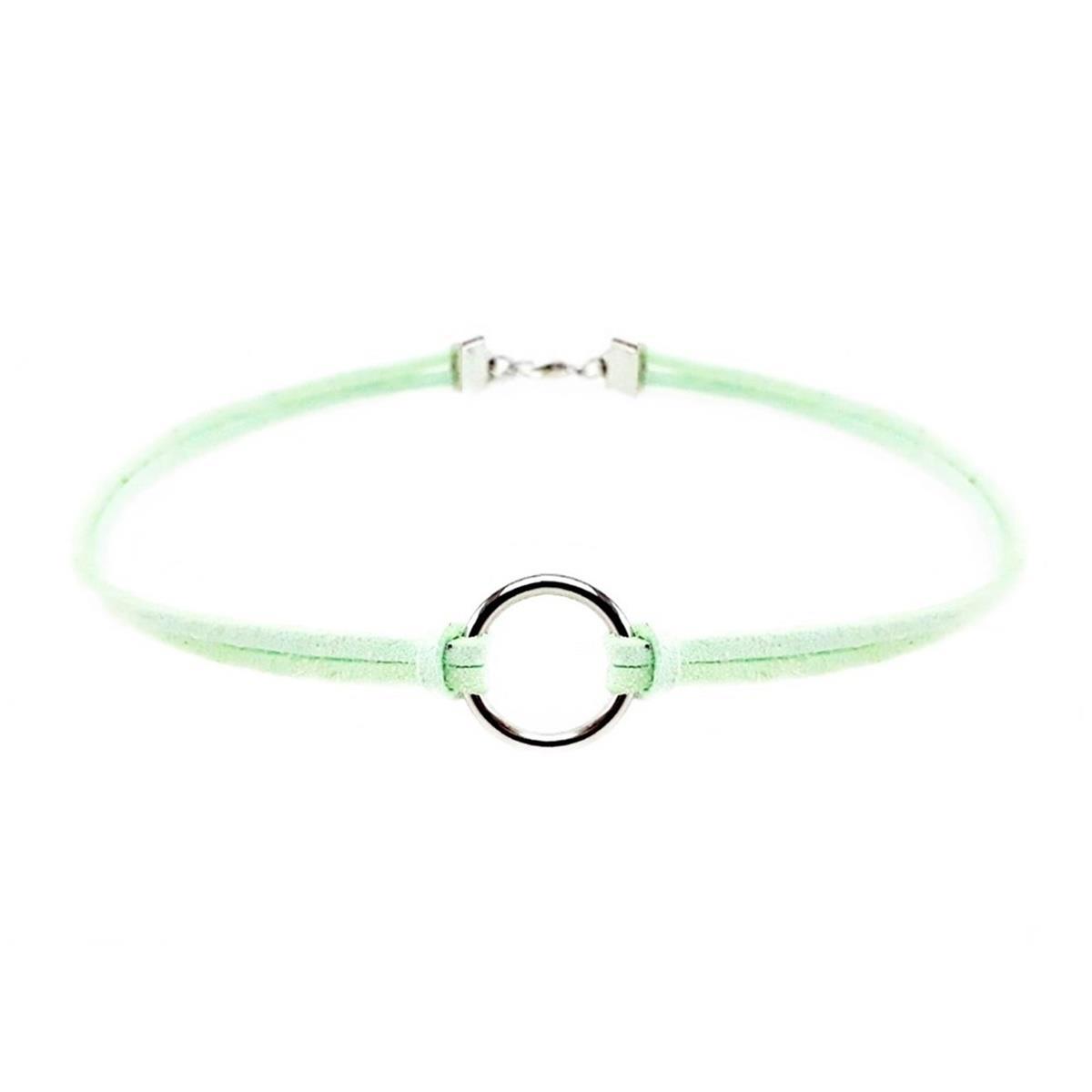 Su Yeşili Renk Kadın Süet Round Choker