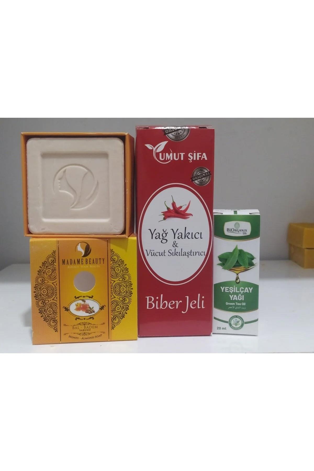 Yağ Yakıcı & Vücut Sıkılaştırıcı Jel+ Bal-badem Sabun + Yeşilçay Yağı