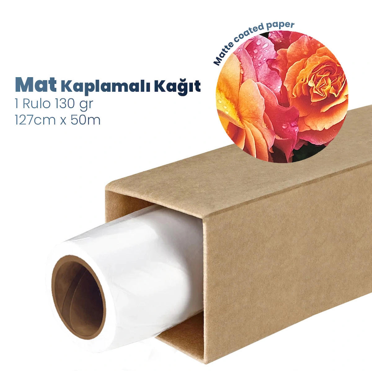 Plotter Sarf® Premium Mat Coated Kağıt (Kaplamalı) 130 gr Rulo 127 cm x 50mt (1 Rulo)  