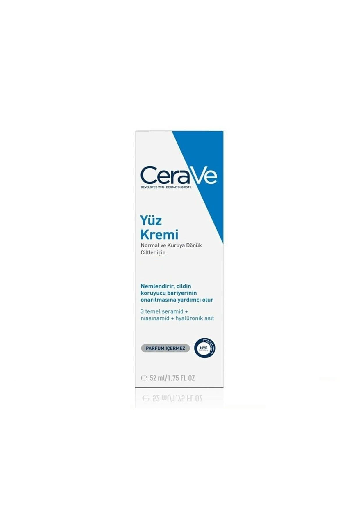 Cerave Facial Moisturising Kuru Ciltler İçin Hyalüronik Asitli Su Bazlı Yağsız Nemlendirici Yüz Bakım Kremi 52 ml