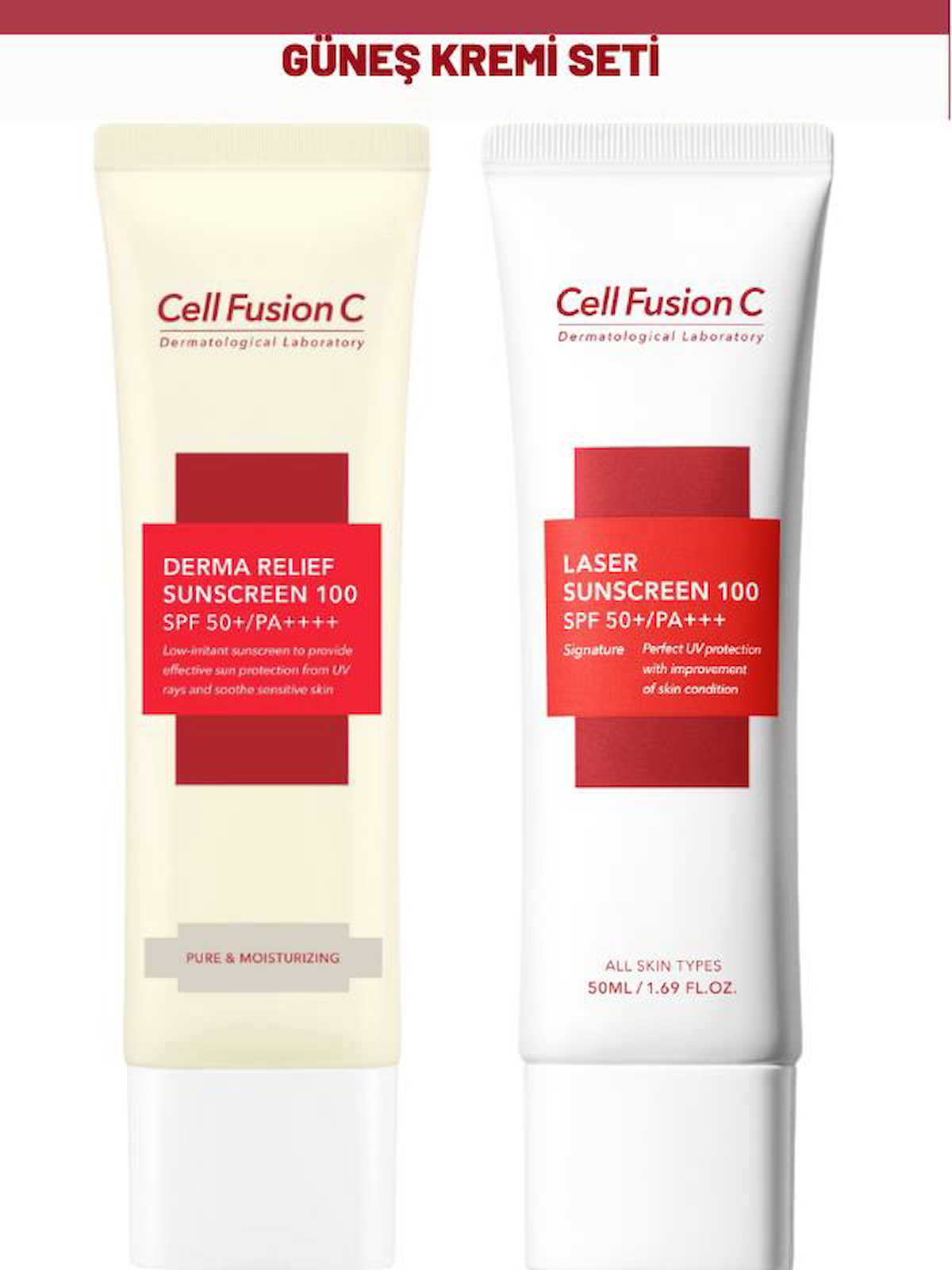 Cell Fusion C Derma Relief 100 Spf 50 /pa Çocuklar Ve Yetişkinler Için Güneş Kremi ve Laser Pa Güneş Kremi 50 ml