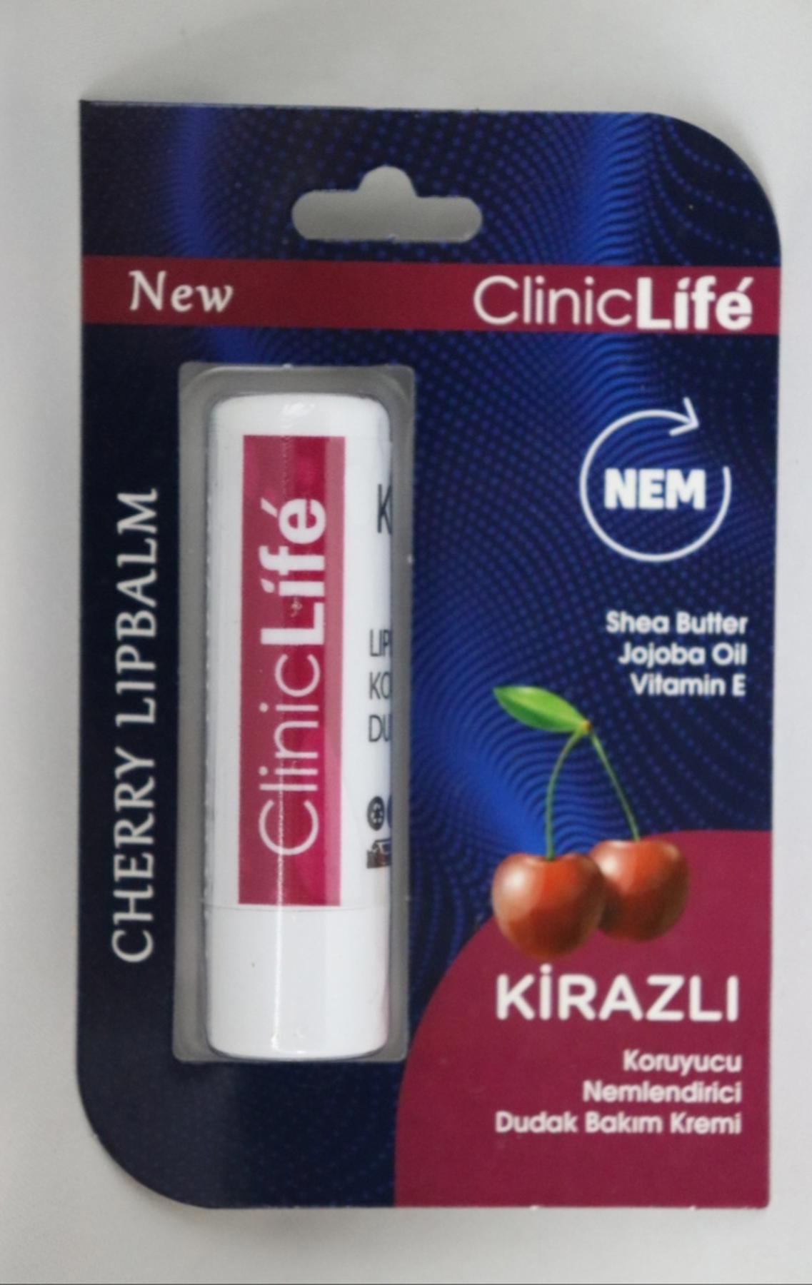 Cliniclife Dudak Bakım Kremi  4,8gr, Doğal Yağlar ile Kirazlı Dudak Bakımı Nem  Cherry Lip Balm