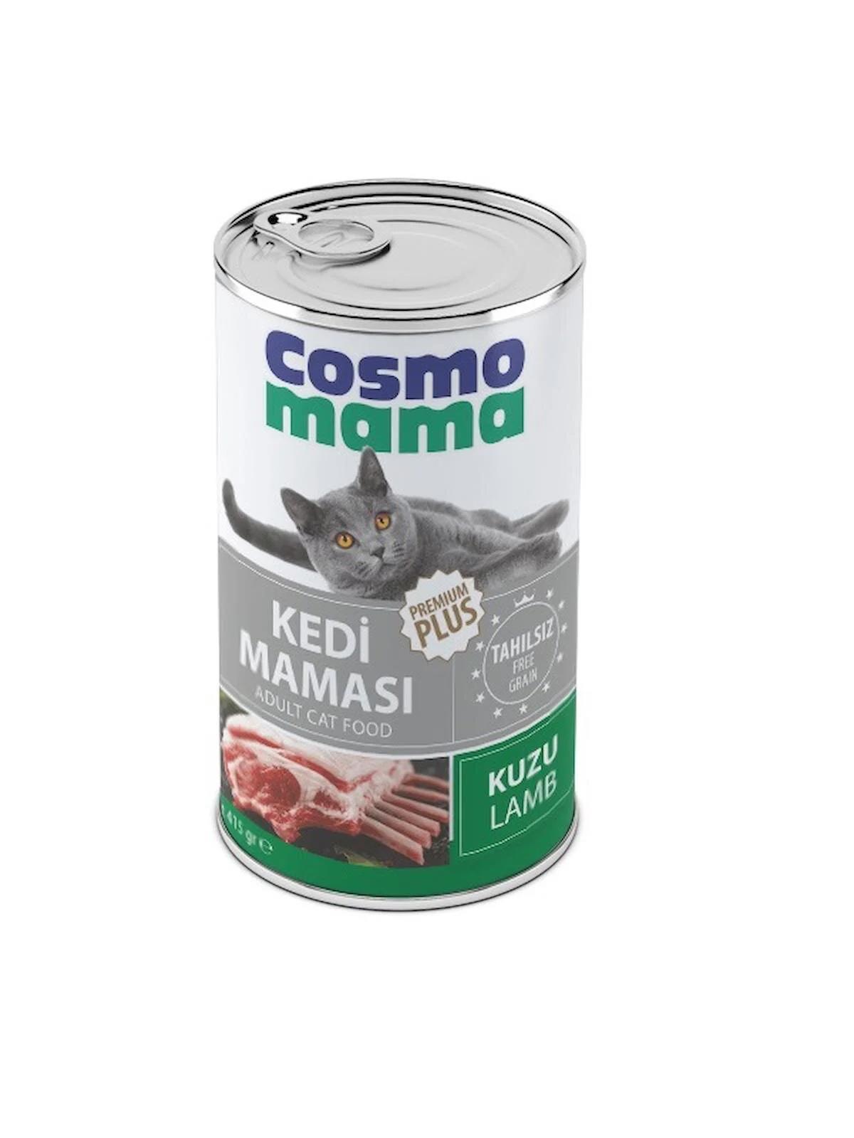 COSMO MAMA YETİŞKİN KUZU ETLI KEDI KONSERVE MAMASI 12 ADET X 415 GR