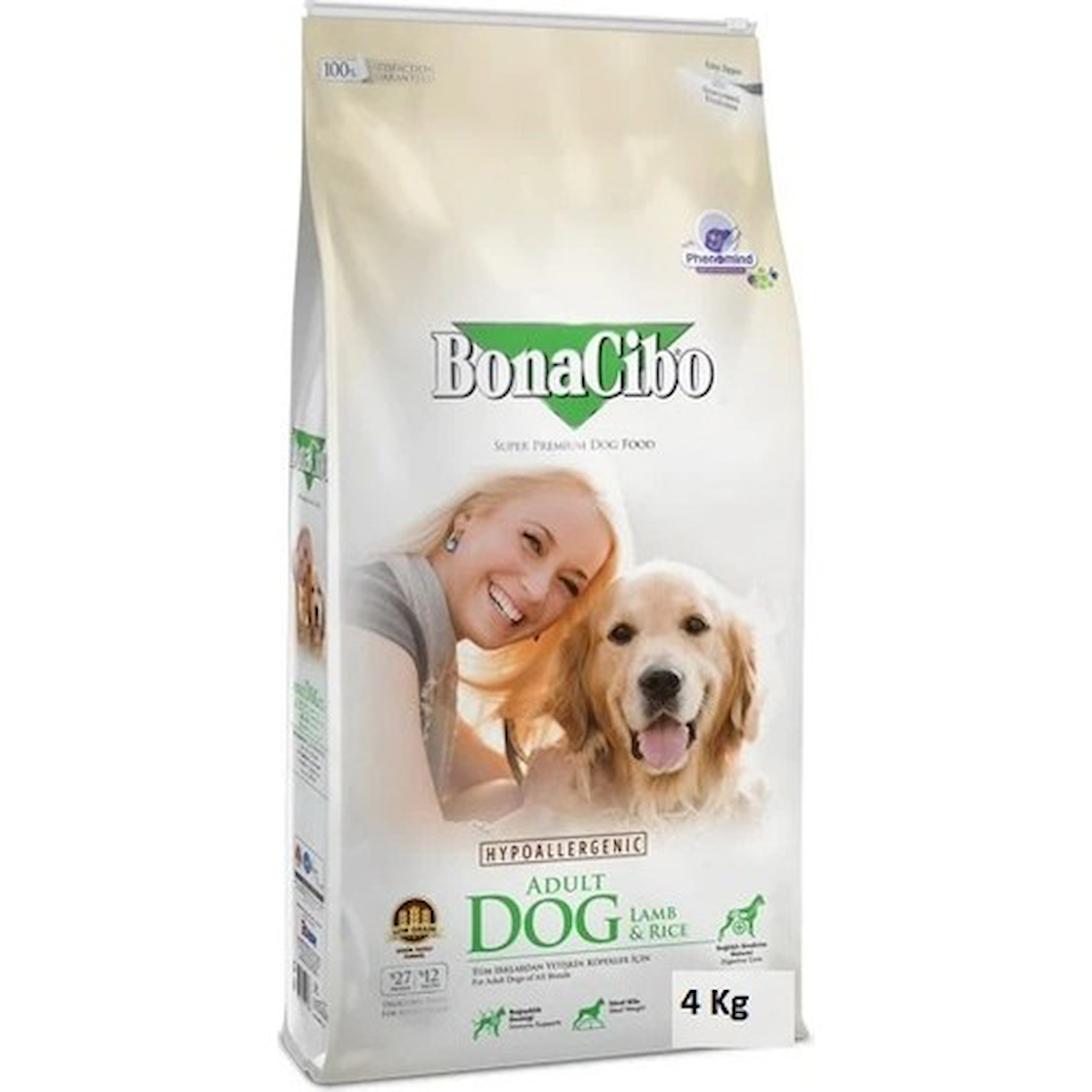 BonaCibo Adult Dog Lamb & Rice Kuzu Etli ve Pirinçli Yetişkin Köpek Maması 4 kg x 2 Paket