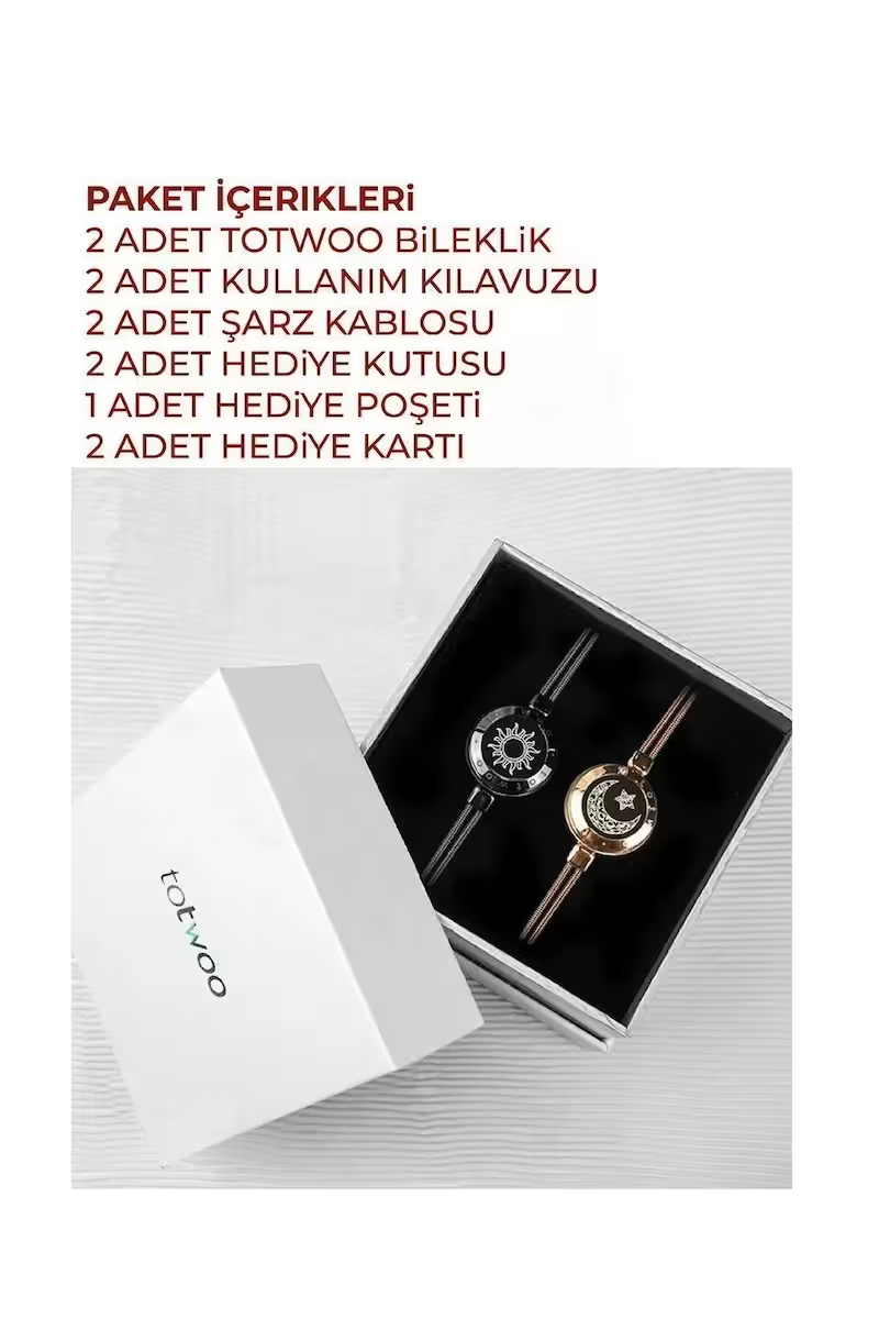 Mesafe Bilekliği – Totwoo Akıllı Dokunmatik Sevgililer Bilekliği – Snake Chain Ay ve Güneş