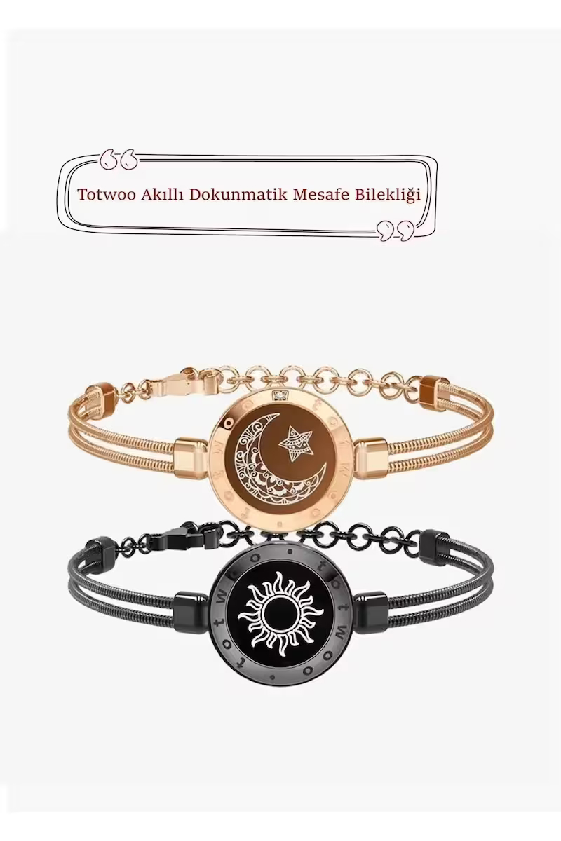Mesafe Bilekliği – Totwoo Akıllı Dokunmatik Sevgililer Bilekliği – Snake Chain Ay ve Güneş