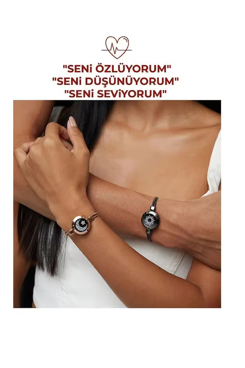 Mesafe Bilekliği – Totwoo Akıllı Dokunmatik Sevgililer Bilekliği – Snake Chain Ay ve Güneş