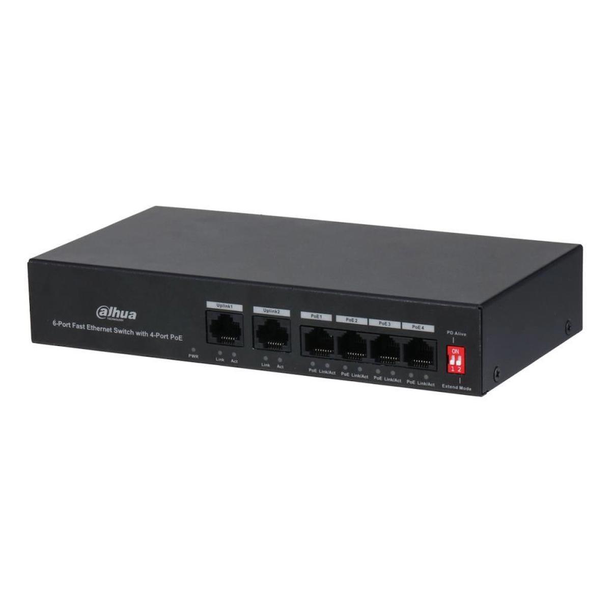 Dahua PFS3006-4ET-36 6 Port 10/100 4 POE + 2FE Uplink Yönetilemez Switch