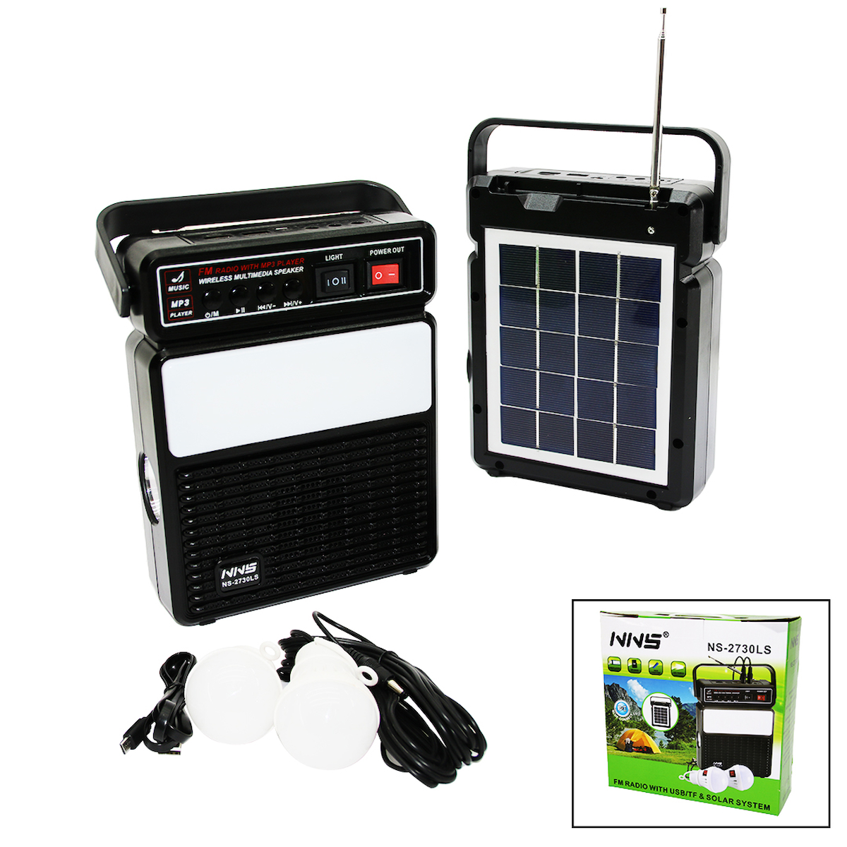 3IN1 - SOLAR2İN1 DİK MODEL EL FENERİ - RADYO - MP3BLUETOOTH - USB/ TF PORT - 2 PARÇA  AMPUL KABLOLU  (4130)