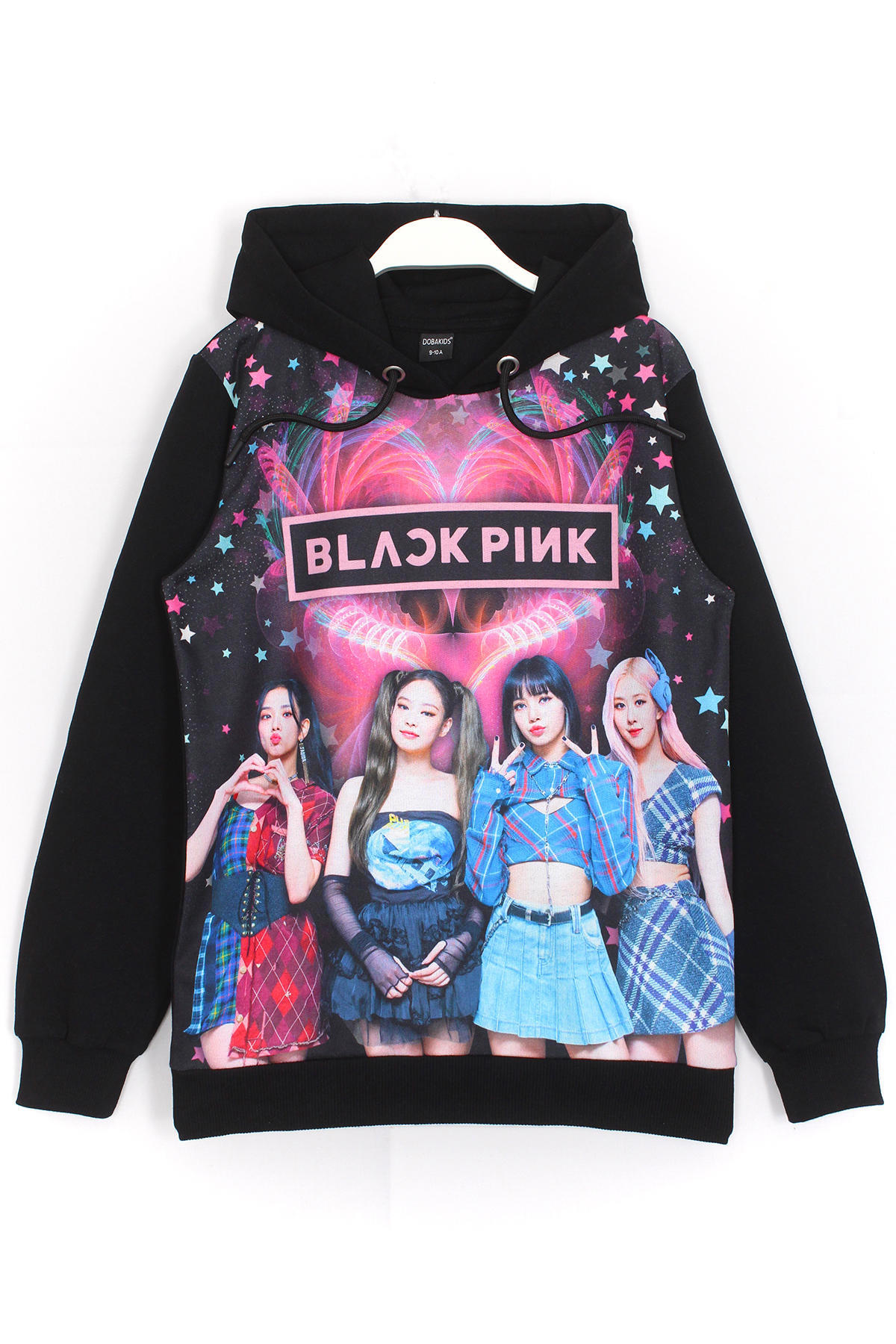 Blackpink Korean Pop Grup Dijital Baskı Kız Çocuk Siyah Renk Kapüşonlu Sweatshirt Hoodie