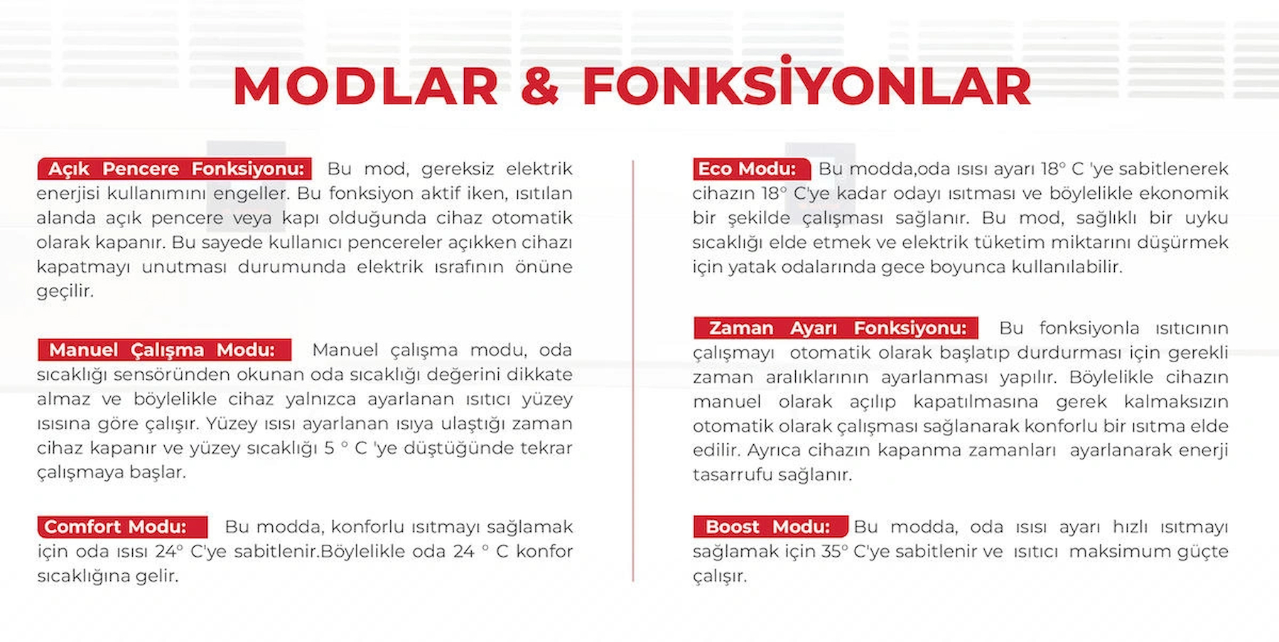 Elektrikli Isıtıcı Soba LCD Ekranlı Programlanabilir 1500 Watt