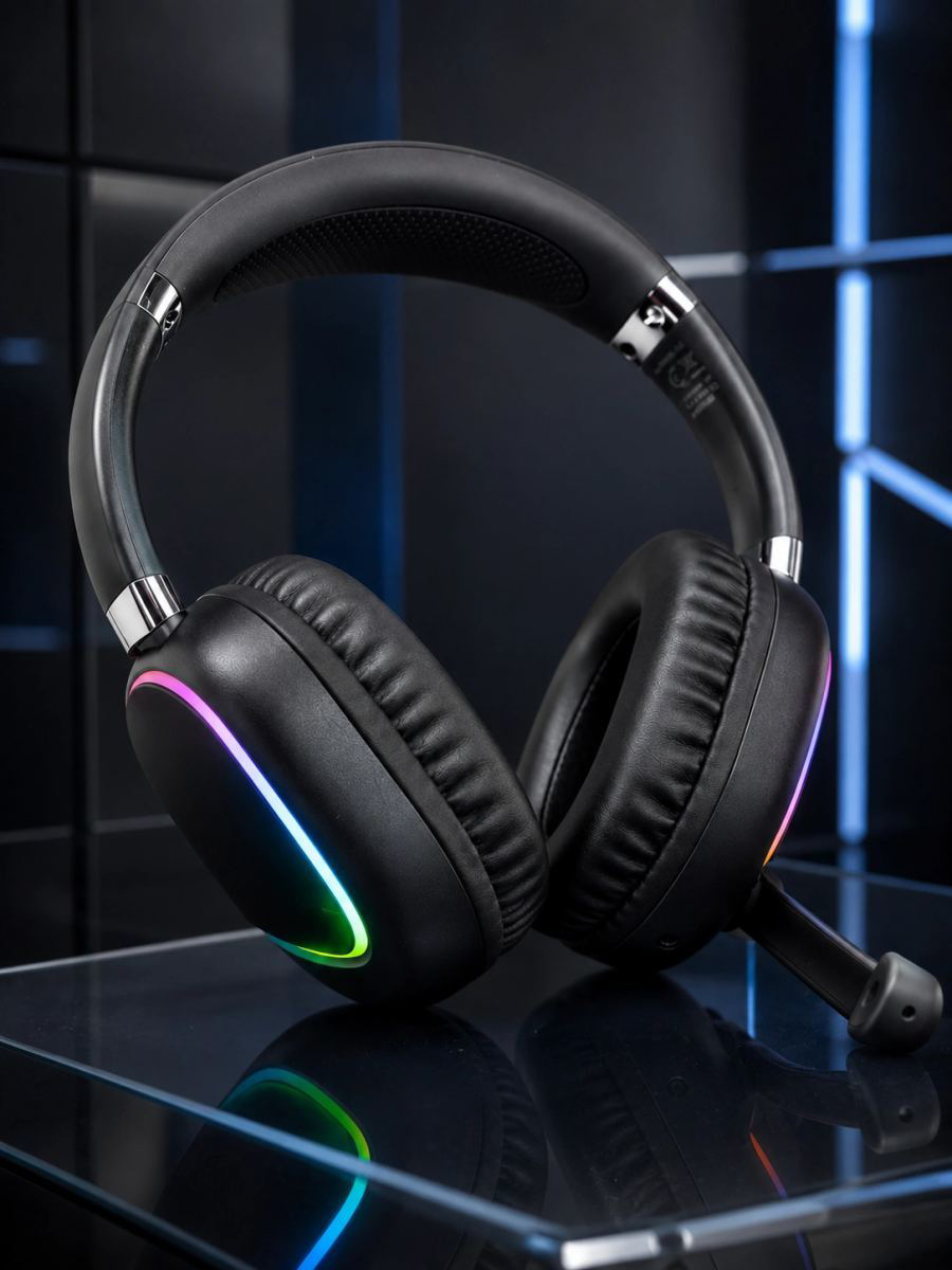 Mikrofonlu Bluetooth Kulak Üstü Kulaklık Rgb Aydınlatmalı Type-c Şarjlı