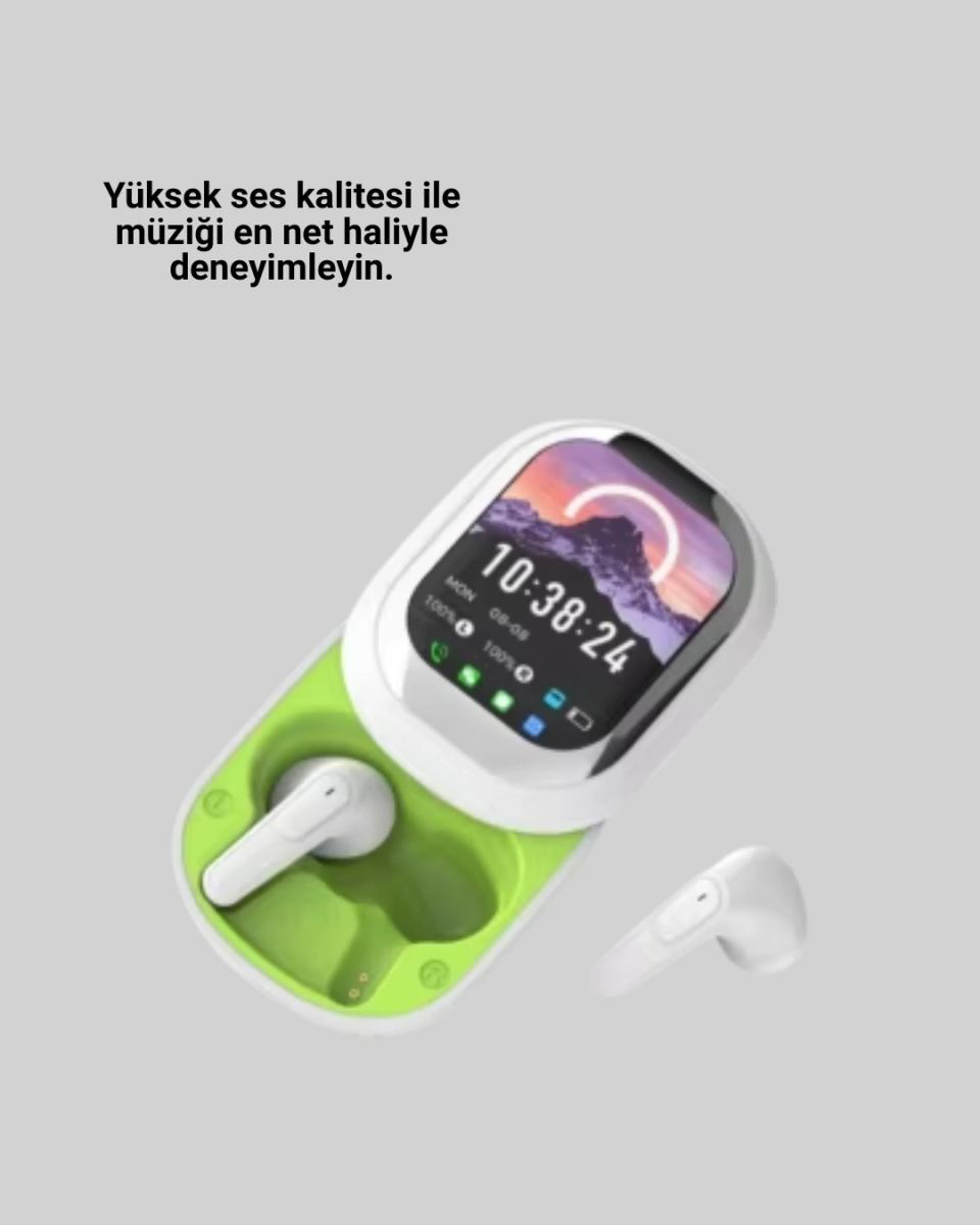 Kayar Kapaklı Şarj Kutusu Ve Dokunmatik Ekranlı Bluetooth Stereo Kulaklık