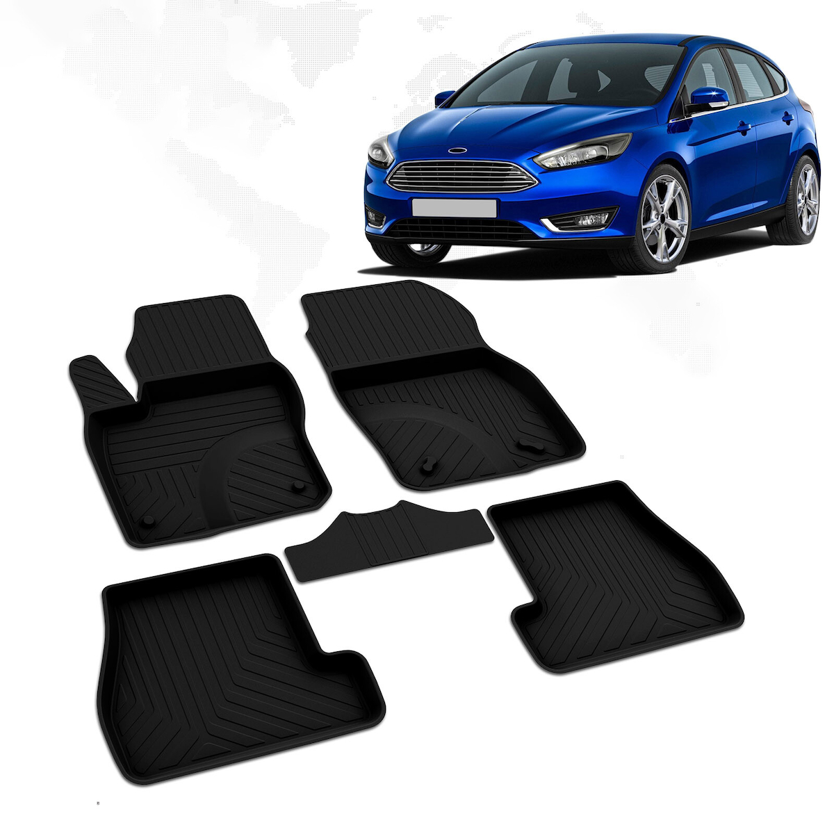 Ford Focus 3 Makyajlı HB 4D Havuzlu Paspas 2015-2018 A+Kalite