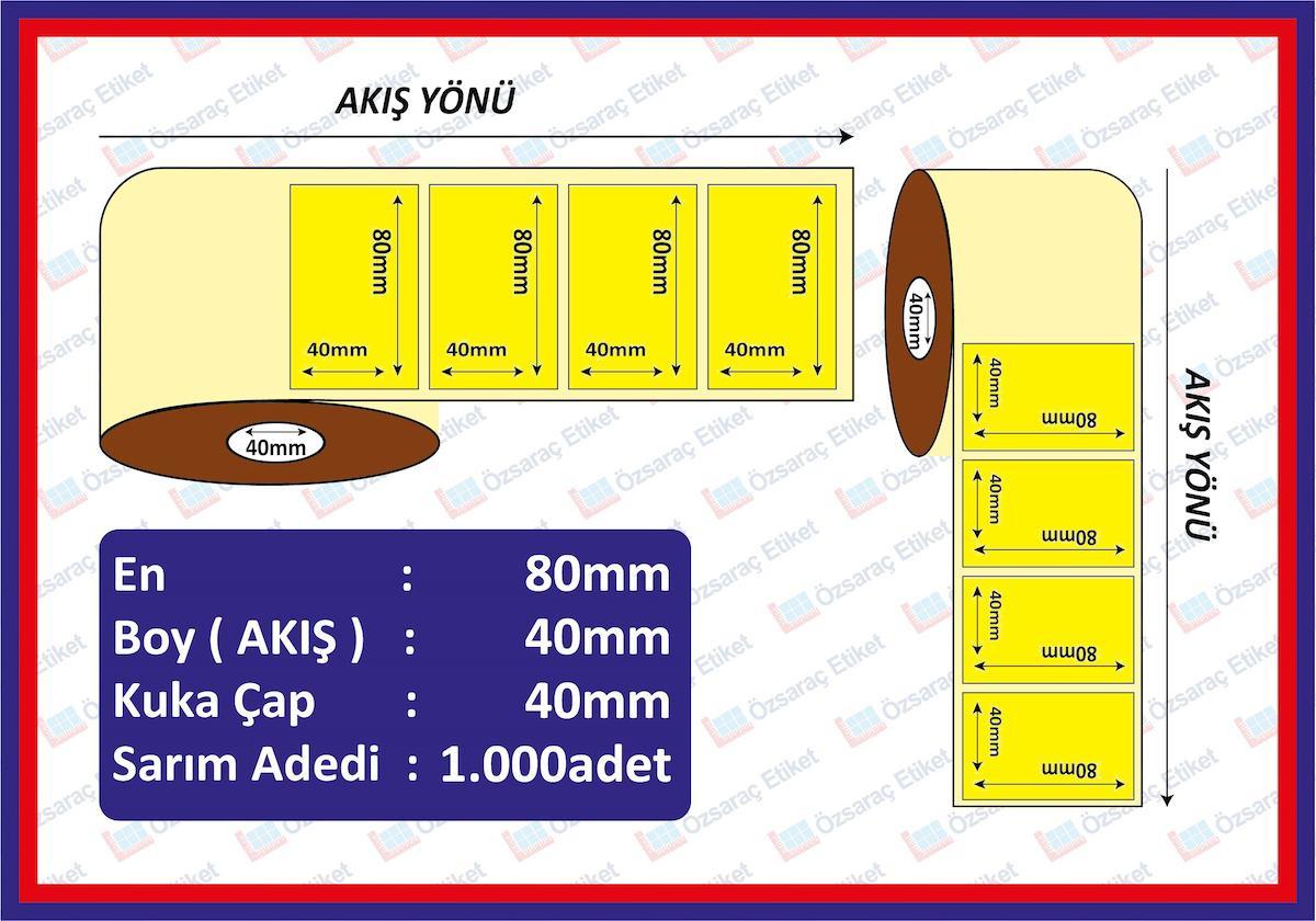 40X80 ECO TERMAL ETİKET SARI ( 1000 li )