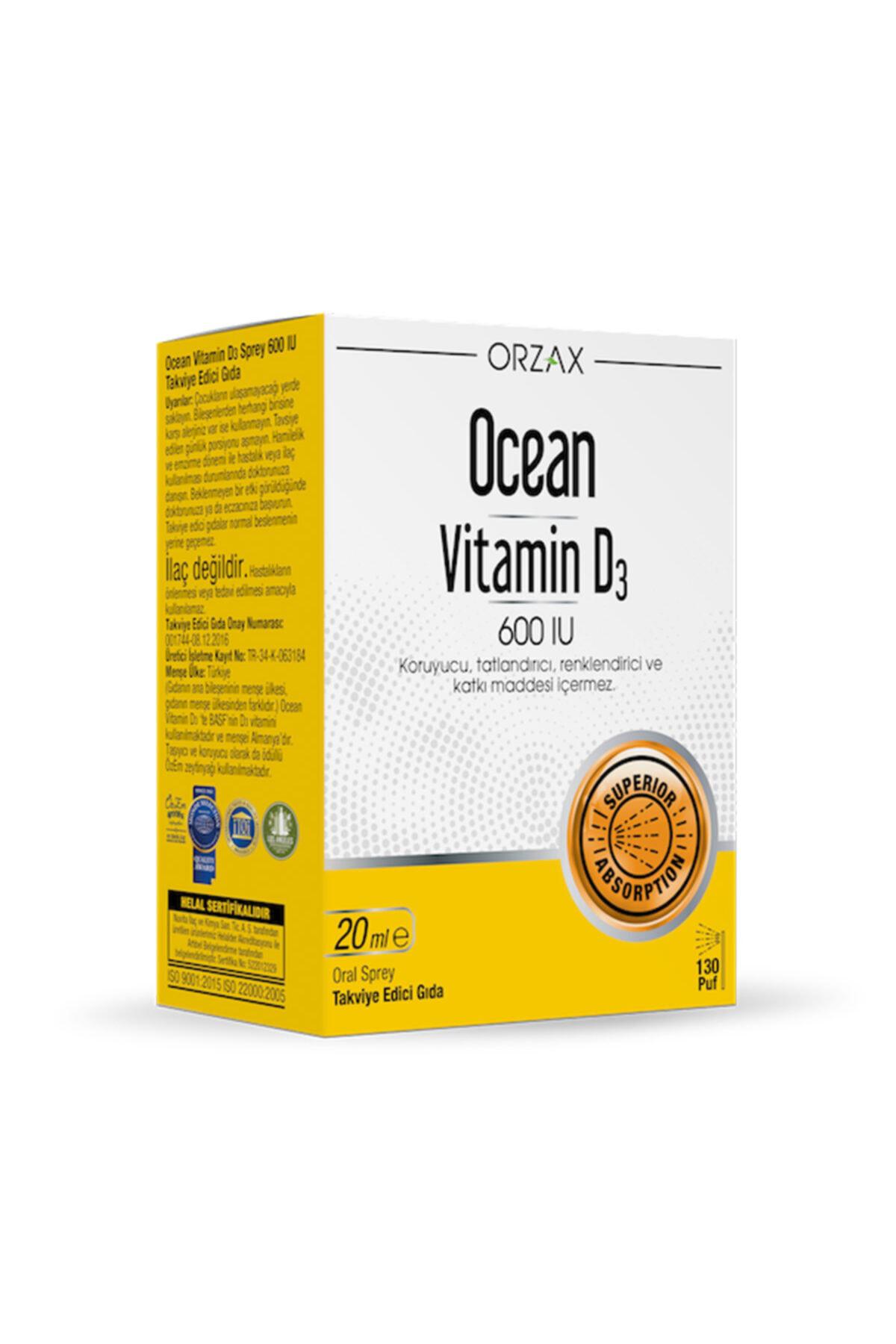 Orzax Ocean Vitamin D3 600 Iu Sprey 20 Ml