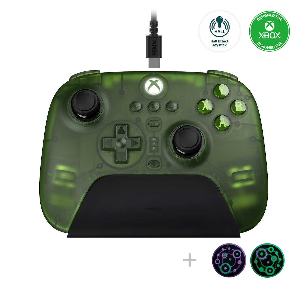 8Bitdo Ultimate 3-mode Hall Effect Joysticks/Hall Trigger Controller with Charging Dock, Wired for Series X|S, One, Wireless for , Windows Android – Officially Licensed (Jade)