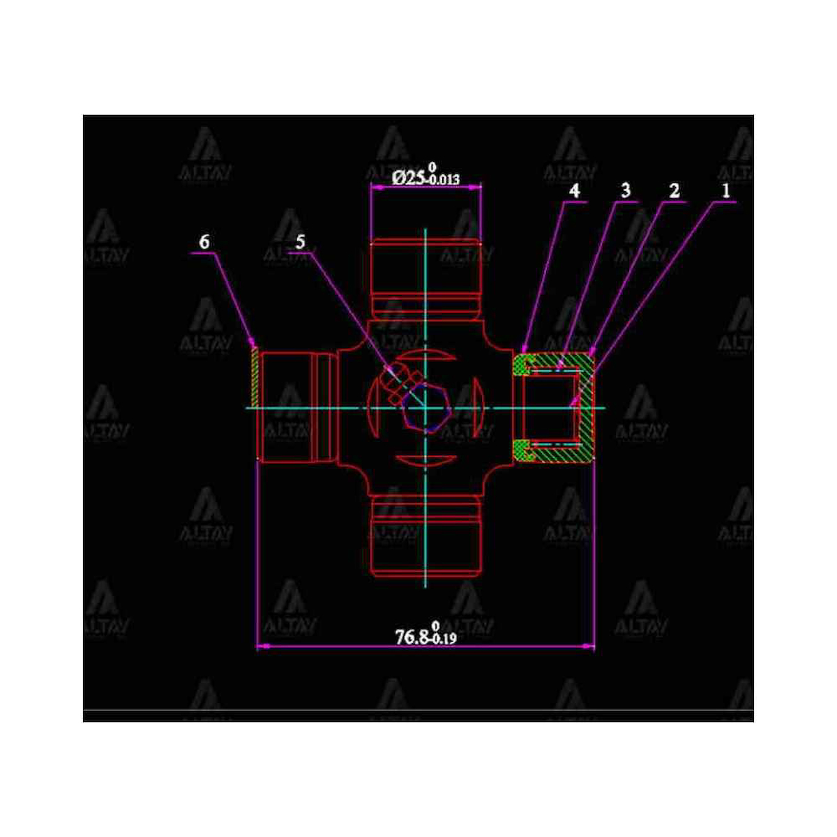 L-300 90-08 L-200 89-99 76,8Mm X 25Mm Dıştan Segman İstavroz Mafsal Şaft - Gum-88 