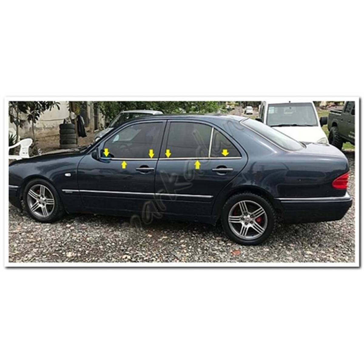 DB Chrome Mercedes E W210 Cam Çıtası Nikelajı 1995-2001 4 Parça P.Çelik