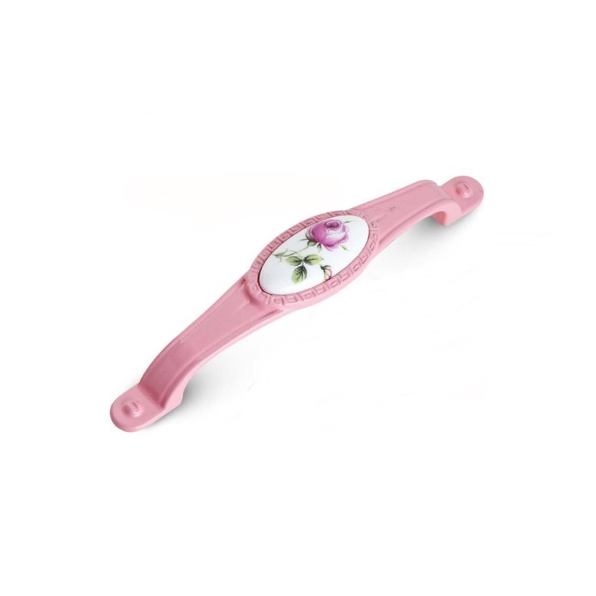 Tomurcuk Porselen Mobilya Dolap Kulp 128 mm Pembe Gül Pembe 