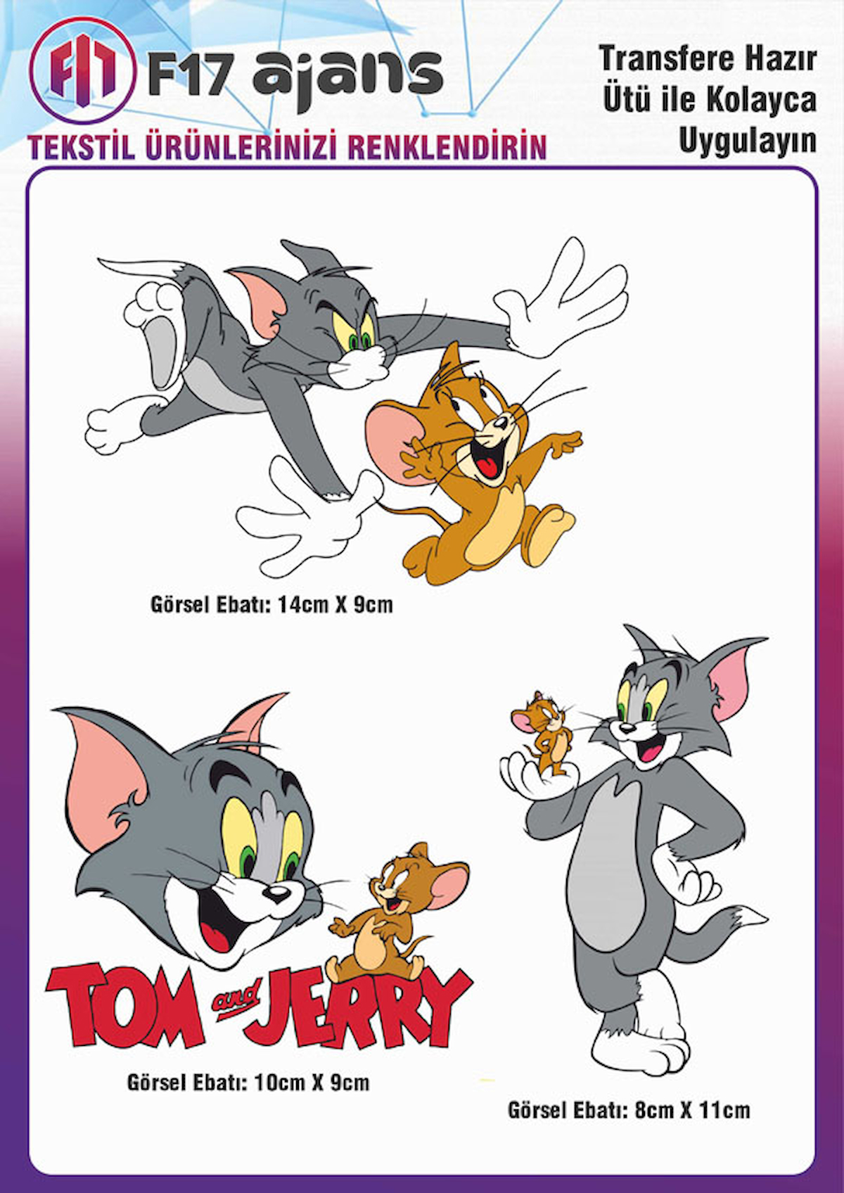 Ütü Ile Yapışan Tekstil Dtf Baskı Görseli Tom Ve Jerry