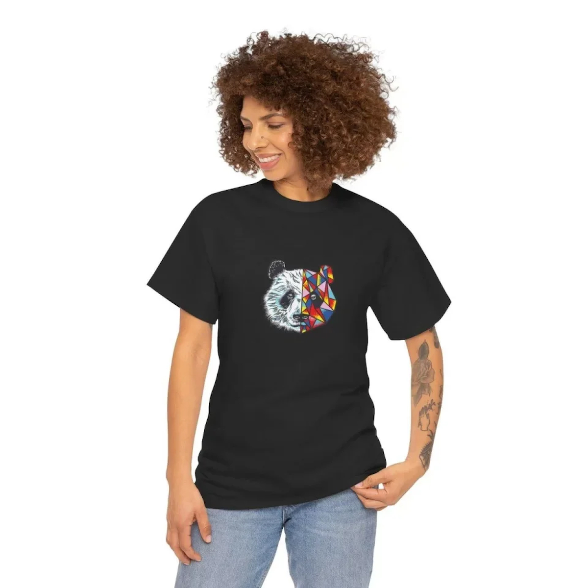 FD GİYİM Unisex Bisiklet Yaka Baskılı T-Shirt - Siyah