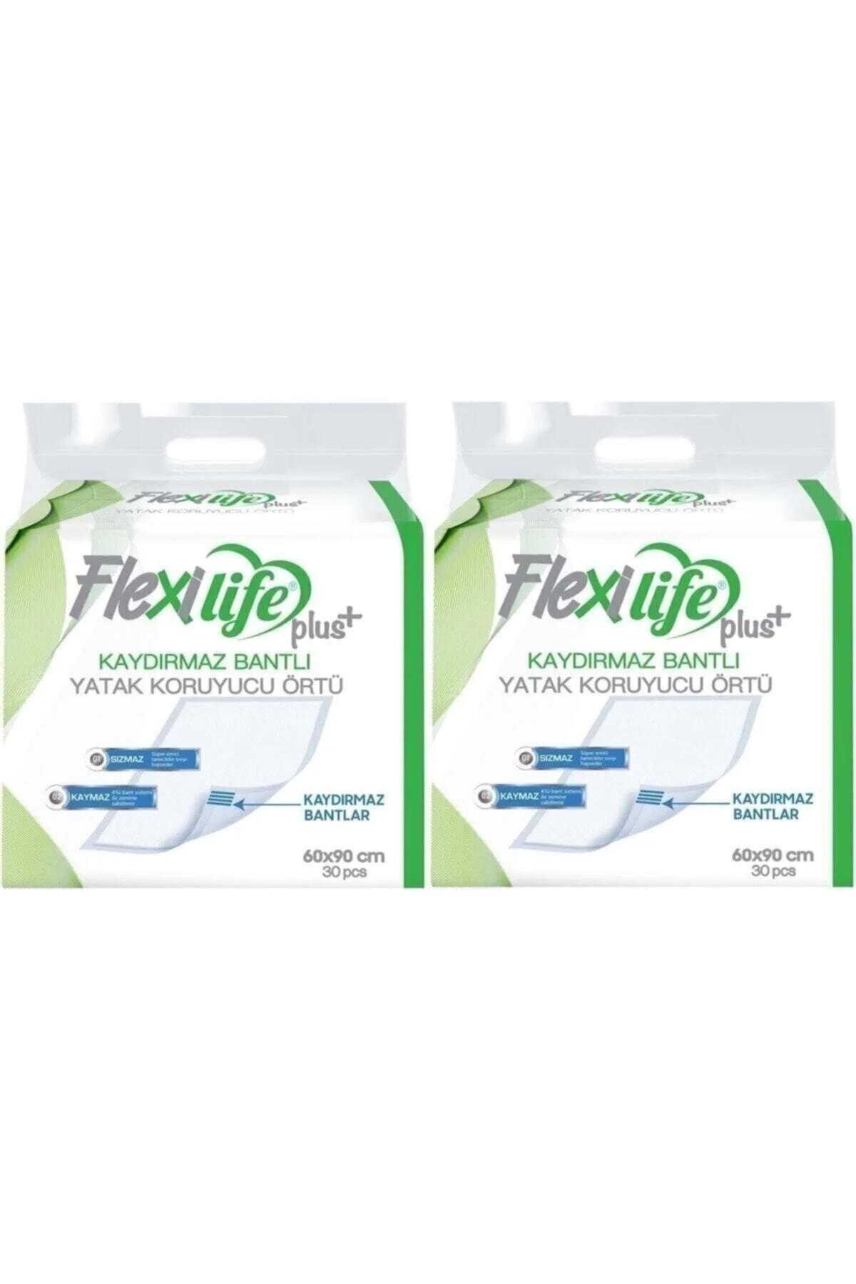 FLEXİ LİFE Plus Kaydırmaz Bantlı Kedi Köpek Çiş Pedi 2 Paket 60 Adet 60x90cm