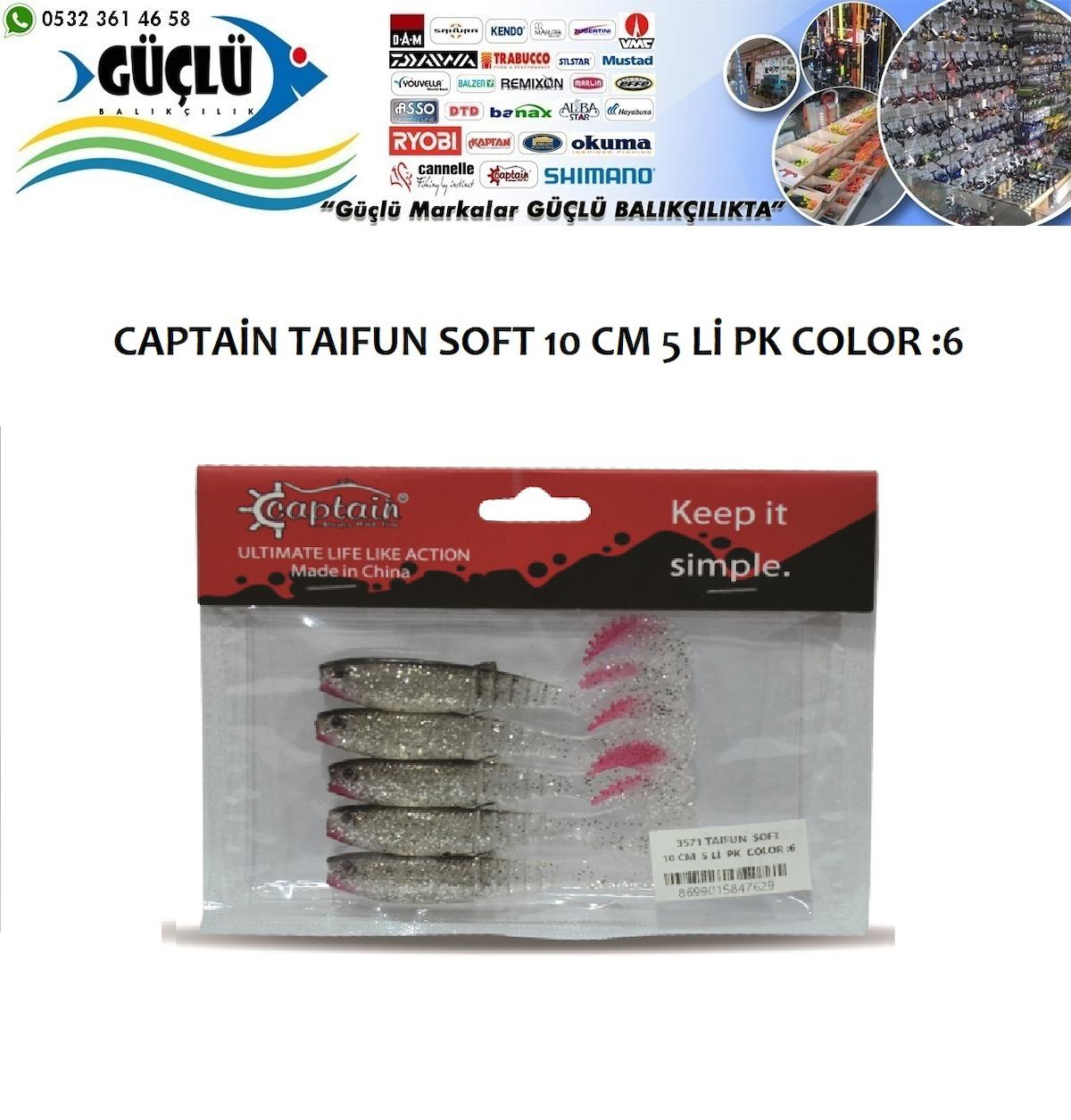 LEVREK TURNA SİLİKONU CAPTAIN TAIFUN SOFT 10 CM 5 Lİ PK RENK :6