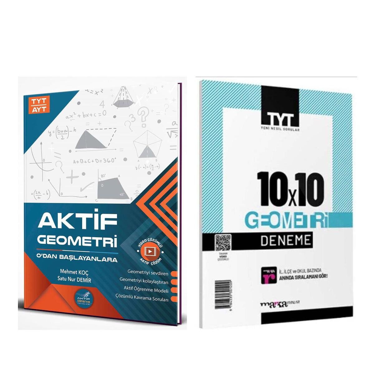 Aktif TYT AYT Geometri 0 dan Başlayanlara ve Marka Geometri Deneme Seti 2 Kitap