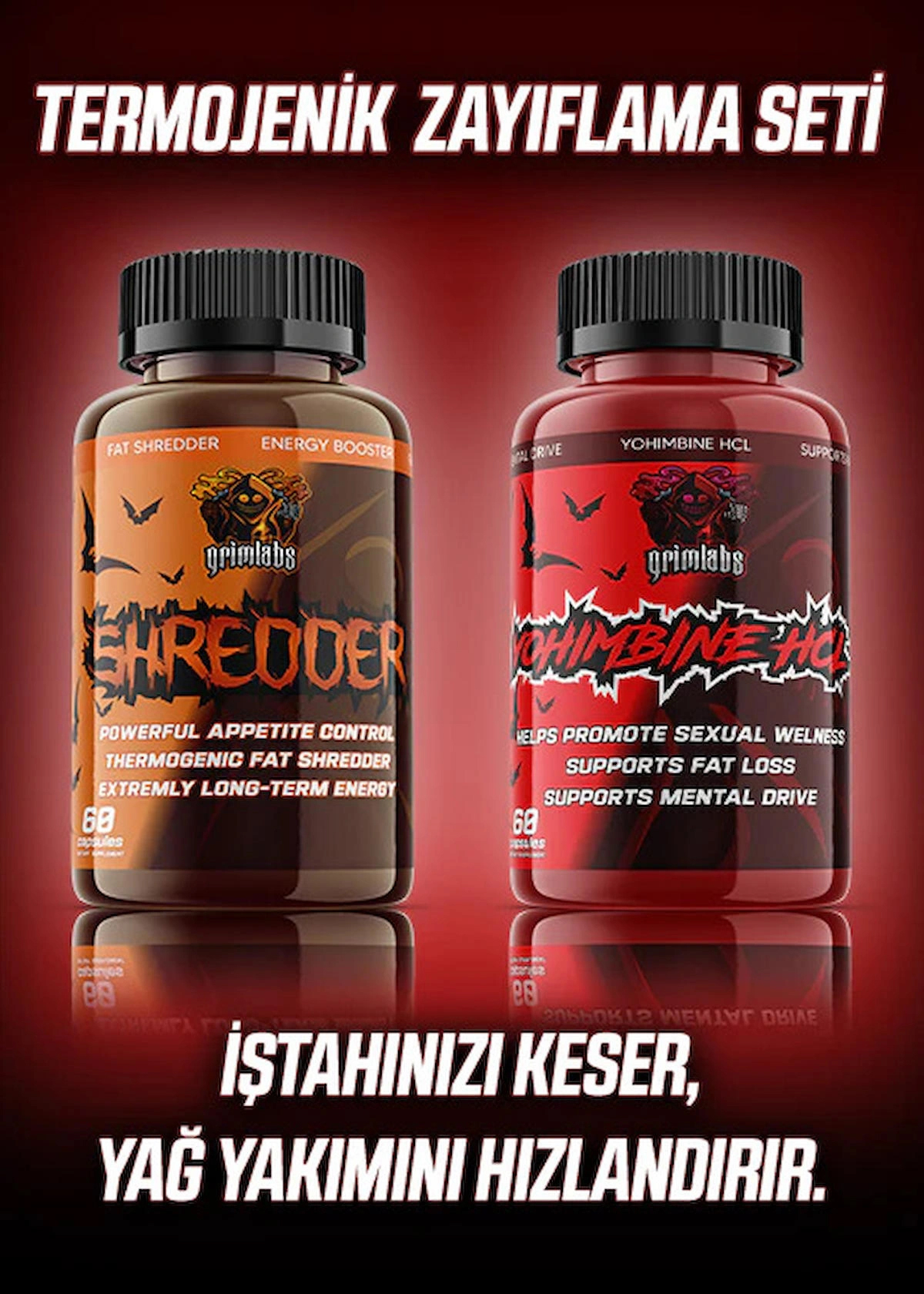 GRİMLABS TERMOJENİK ZAYIFLAMA SETİ - SHREDDER FAT BURNER & YOHİMBİNE