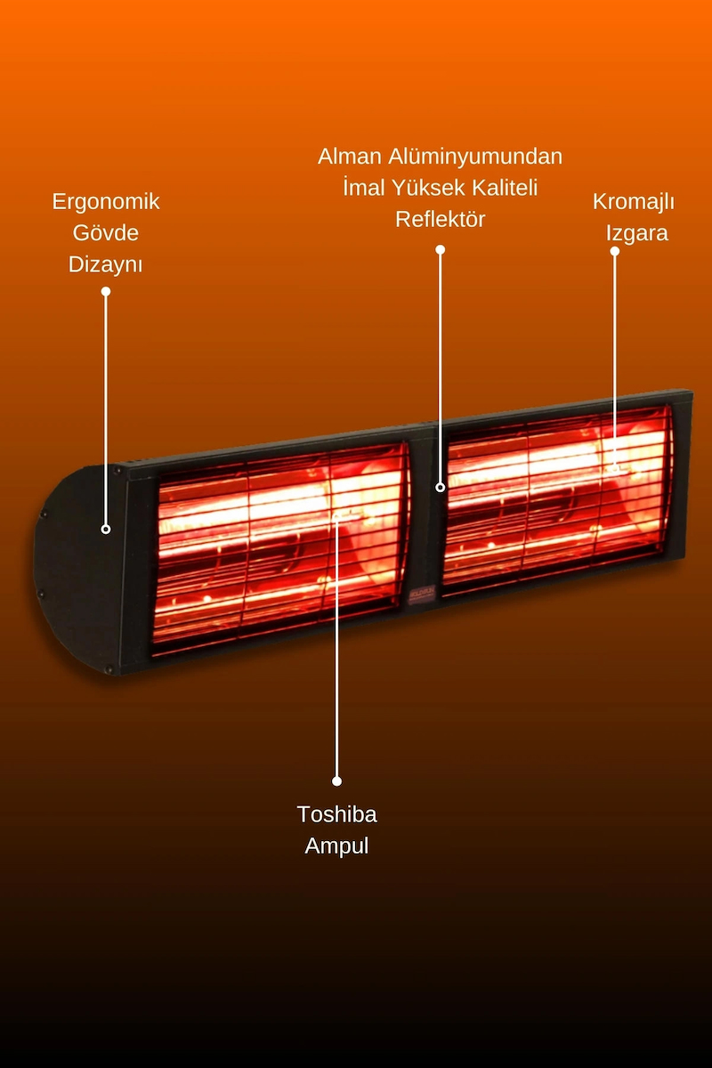 Goldsun Nova 4000 Watt GSN40 Kumandasız Elektrikli İnfrared Isıtıcı-Siyah