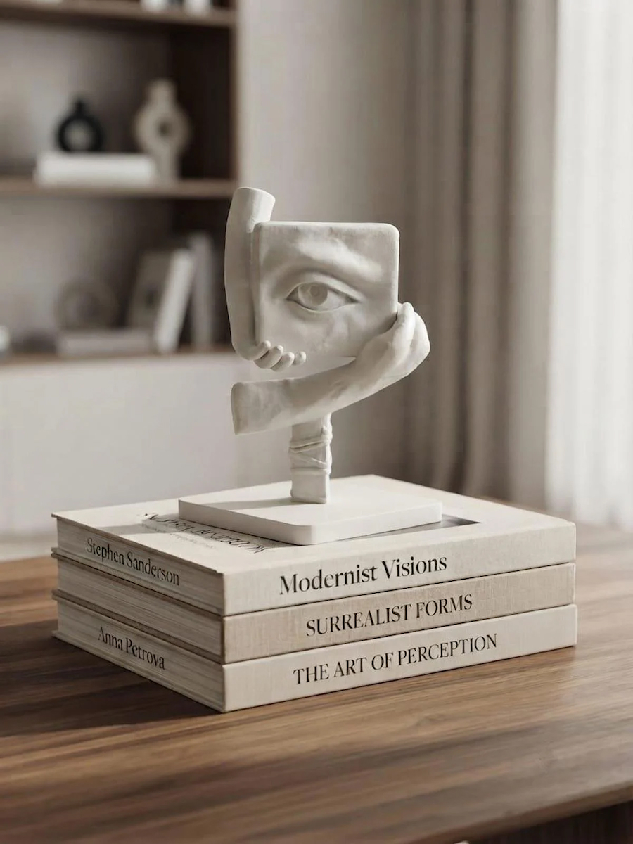 3D Baskı Soyut Göz ve El Heykeli – Modern Dekoratif Biblo - 17 cm
