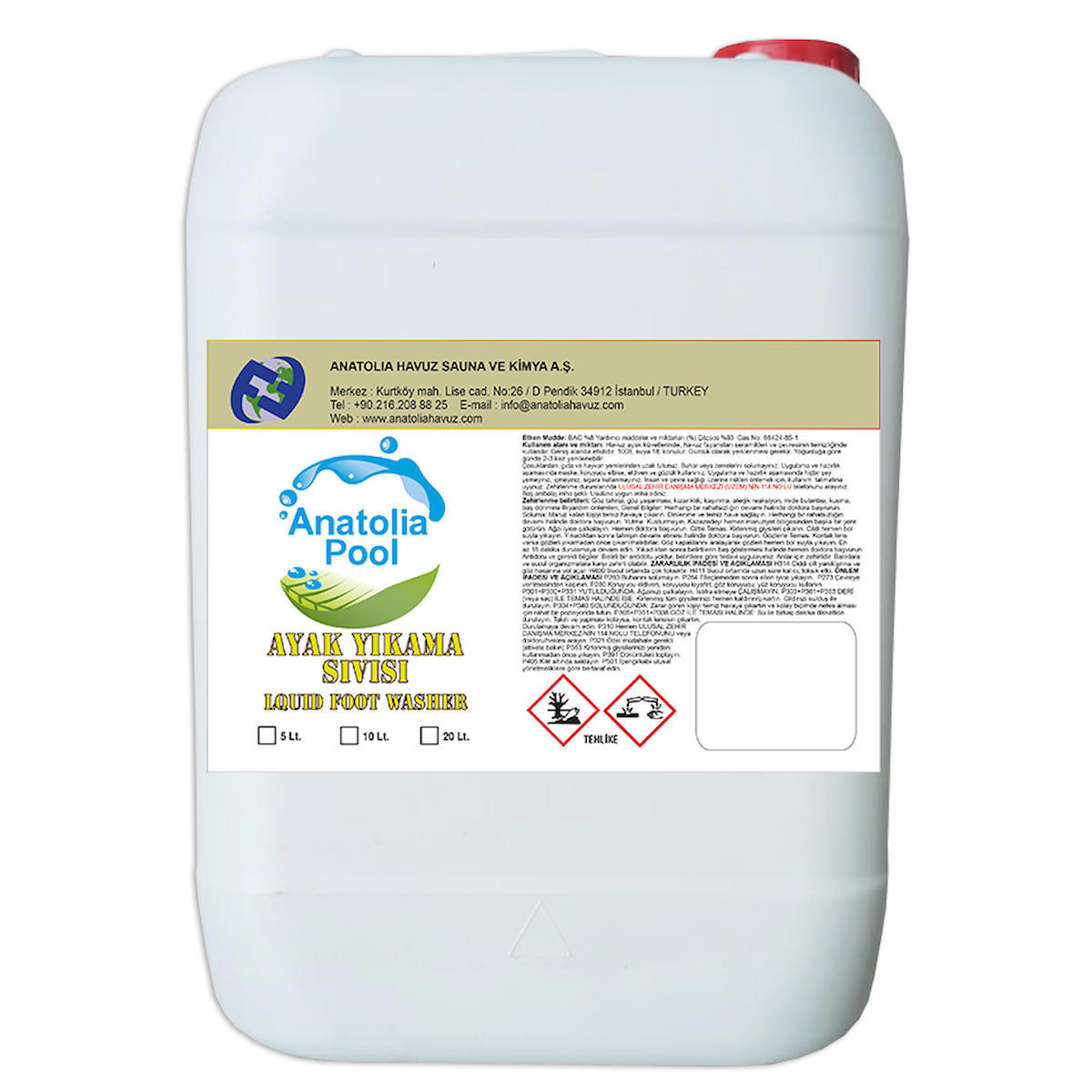 Anatolia Pool Ayak Yıkama Sıvısı 10 Lt ( Liquid Foot Washer )