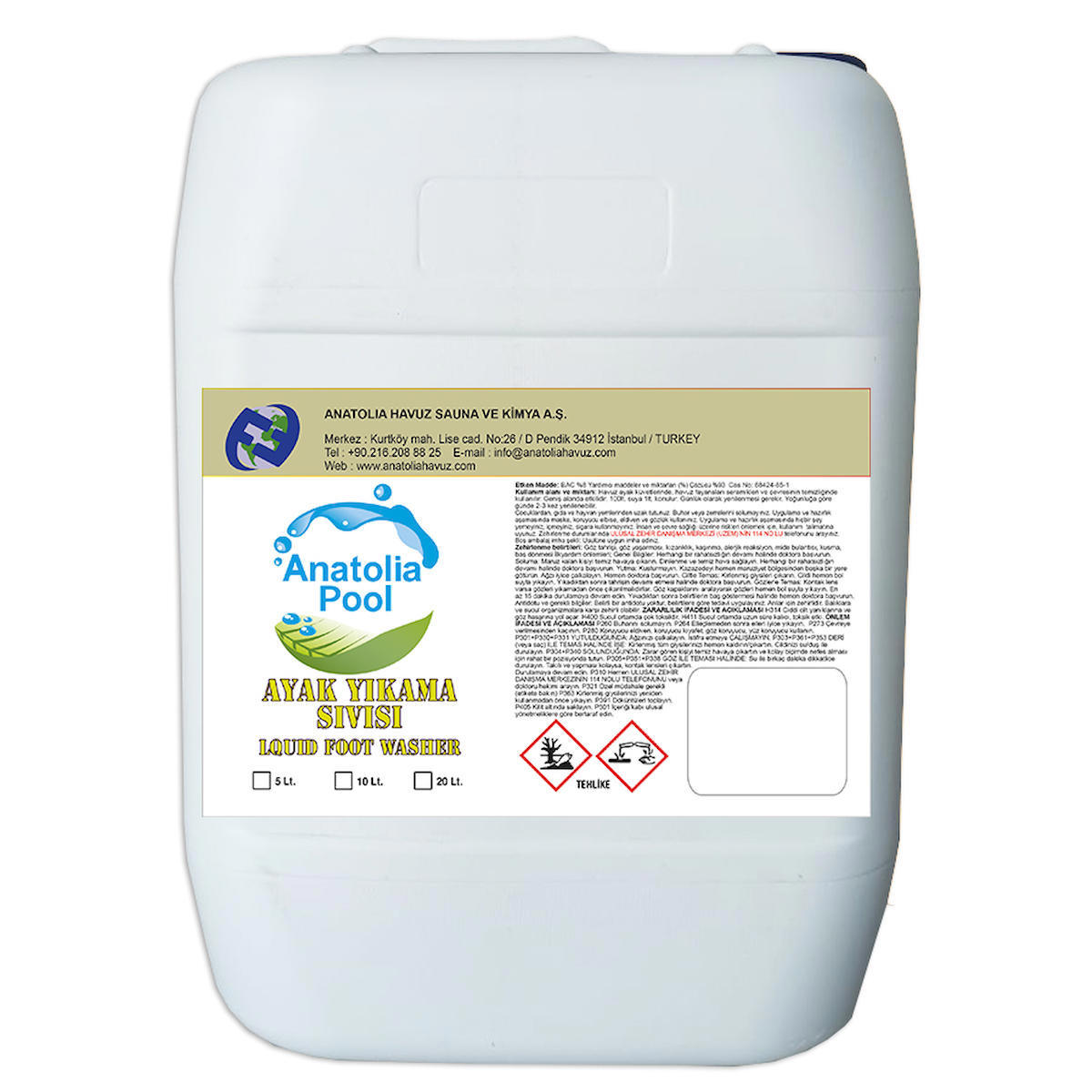 Anatolia Pool Ayak Yıkama Sıvısı 20 Lt ( Liquid Foot Washer )