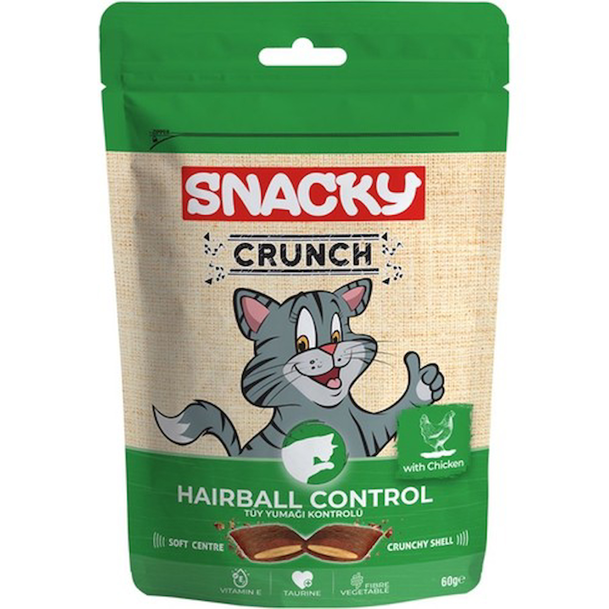 Snacky Kedi Crunch Ödül Hairball Cont.Tavuk 10'lu