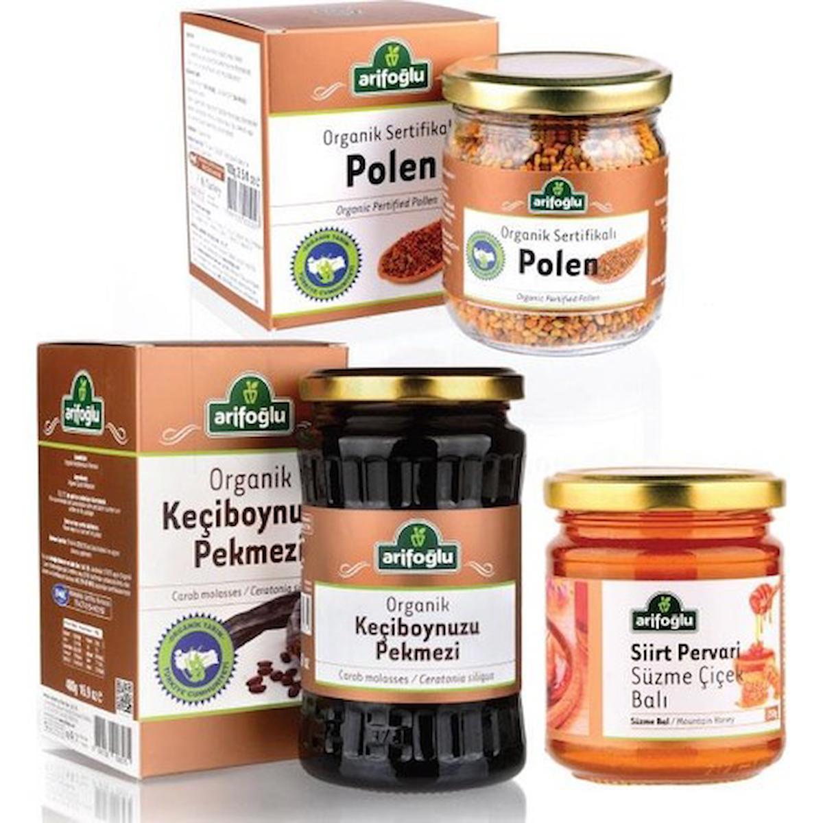 Arifoğlu Polen 100G + Siirt Pervari Çiçek Balı 250G + Keçiboynuzu Pekmezi 480G