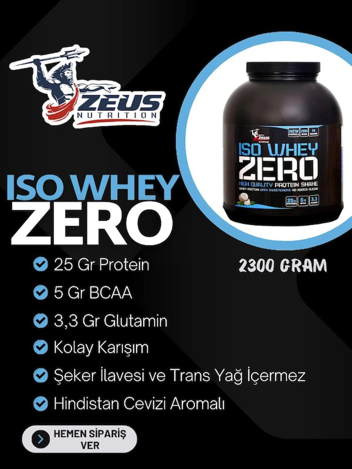 Zeus Nutrıtıon Iso Whey Zero Protein Tozu 2300Gr-Hindistan-Aroma