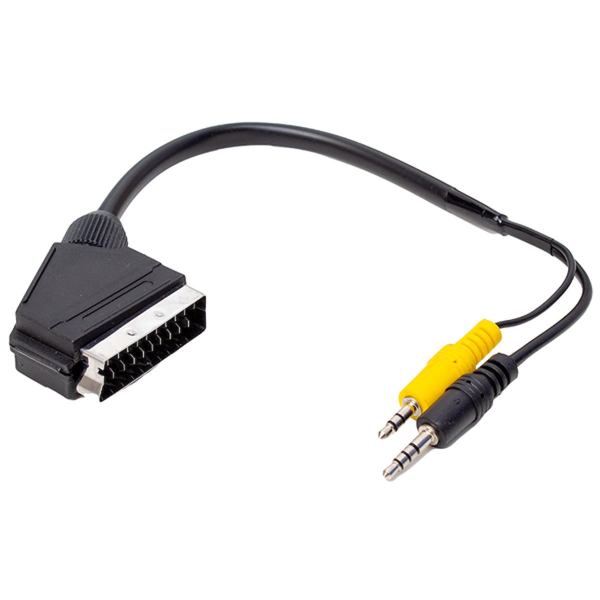 UYDU ALICISI AV KABLO 3.5 MM STEREO ERKEK/SCART KABLO 35 CM UZUN VE KISA JACK BİR ARADA (4324)