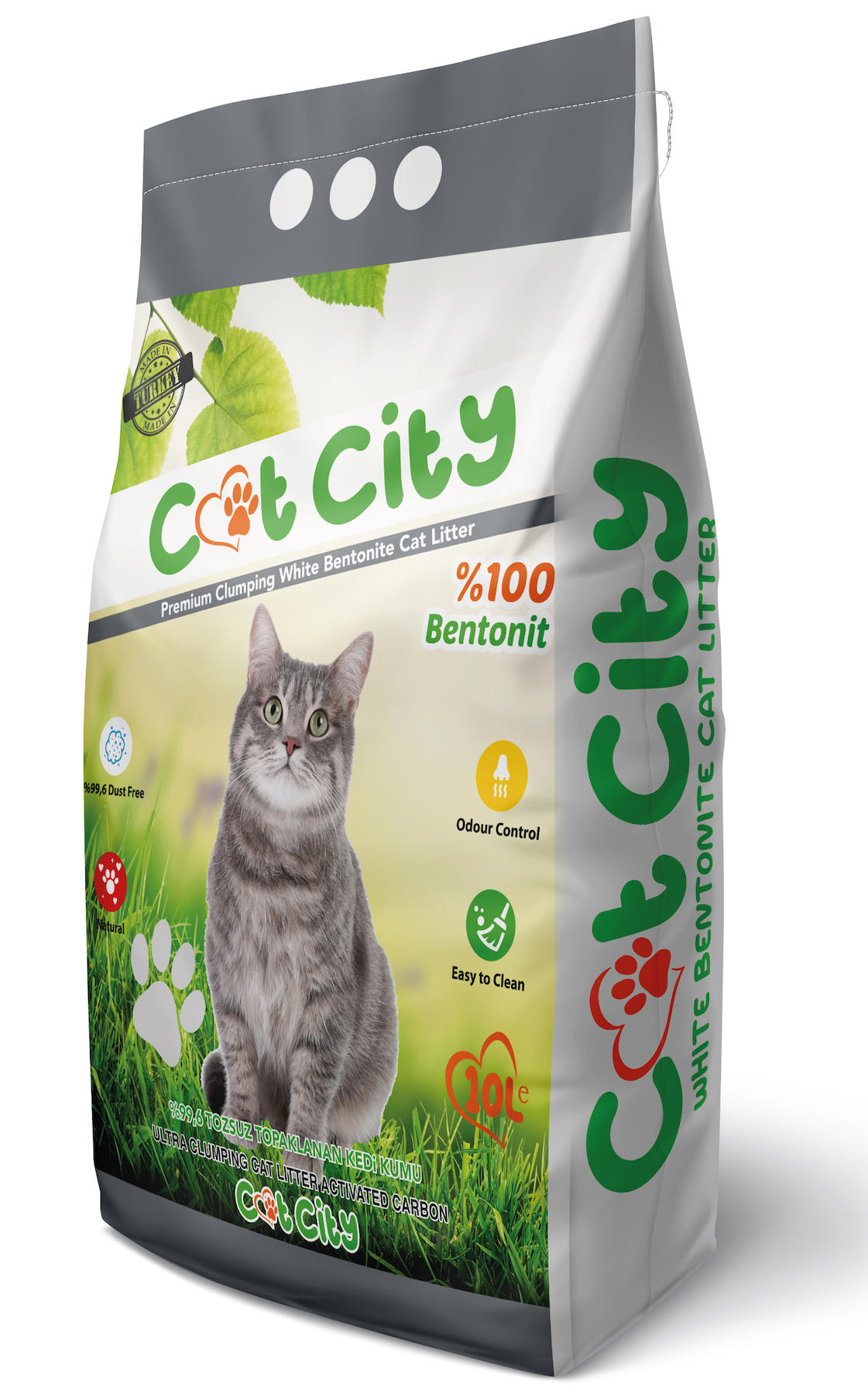 Cat City Doğal Bentonit Topaklanan Kedi Kumu 10 Lt Aktif Karbonlu