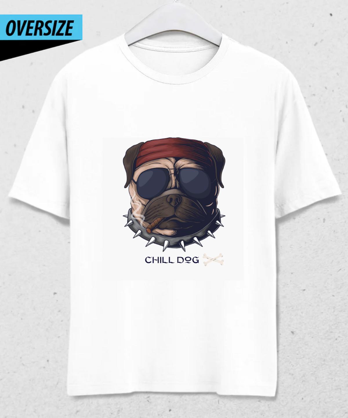 Chill Dog - Kamp, Eğlence, Motorcu T-Shirt / Tişört ( XL Beden ) Hediye